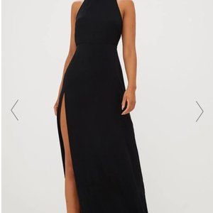 Black Strappy Back Detail Chiffon Maxi Dress